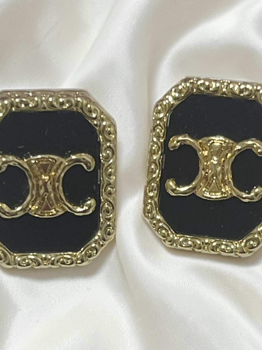 Elegant Black and Gold Statement Earrings